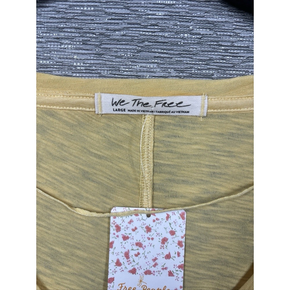 NEW Free People Women's On My Mind V-Neck Long Sleeve Shirt Camel/Yellow Size L - Picture 8 of 10